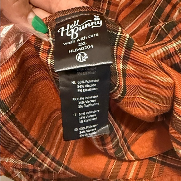 New Hell Bunny Rust Plaid Vintage Dress - Picture 6 of 9